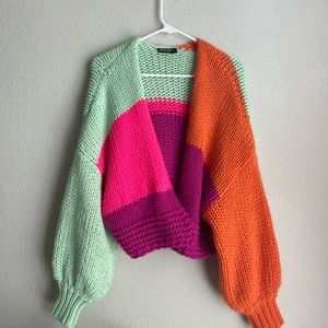 nasty gal multicolor knit cardigan